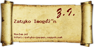 Zatyko Imogén névjegykártya